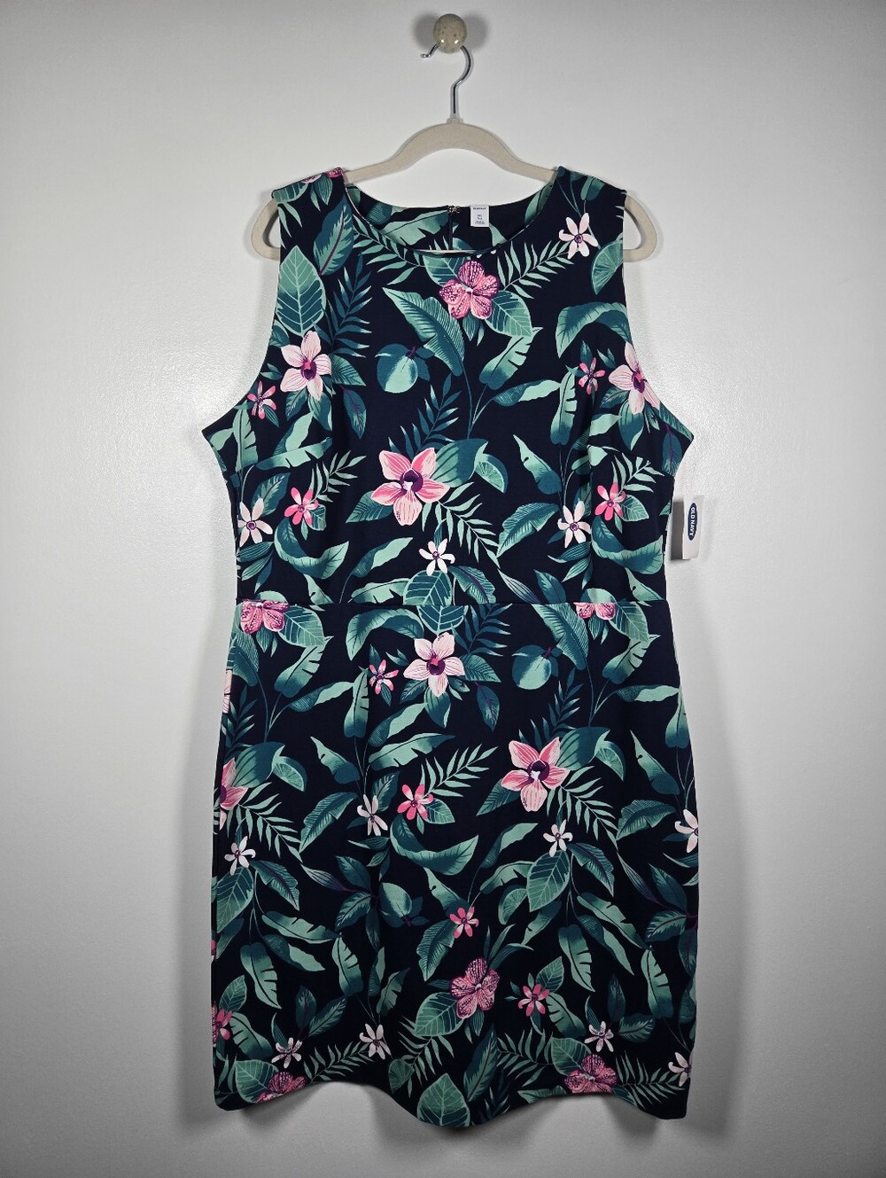 NEW Old Navy Hawaiian Tropical Floral Palm Print Sleeveless Dress Plus XXL Tall